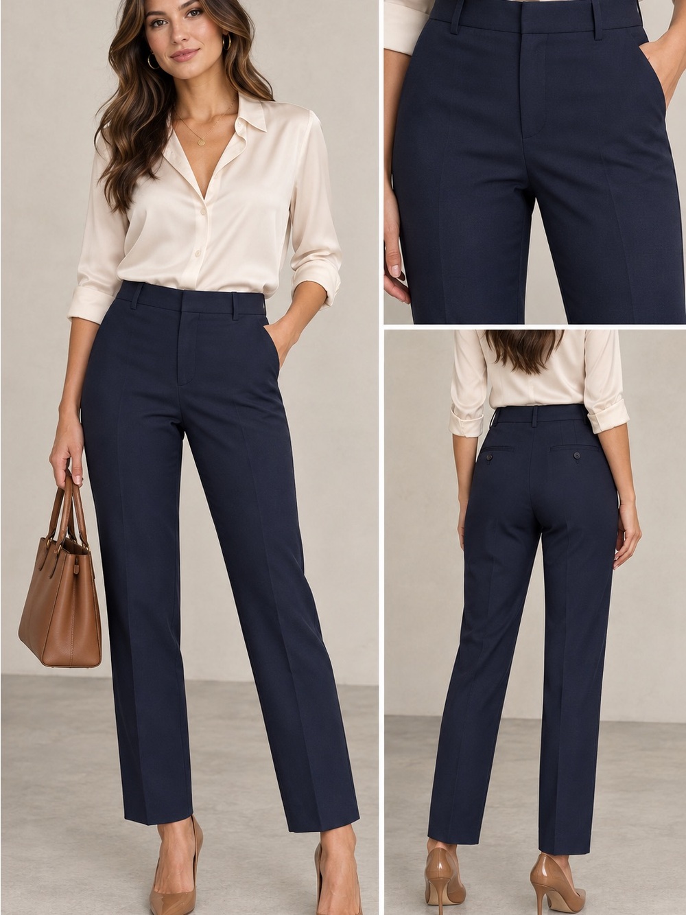 Talbots Navy Straight-Leg Dress Trousers